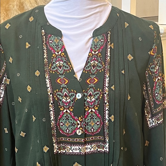 Anthropologie Fig & Flower Boho Peasant Blouse Top Size Petite Medium - Picture 2 of 8